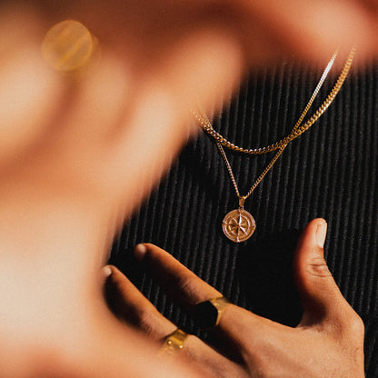 Set Collana con Pendente Bussola e Collana Curb