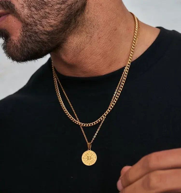 Set Collana con Pendente Bussola e Collana Curb
