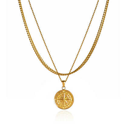 Set Collana con Pendente Bussola e Collana Curb